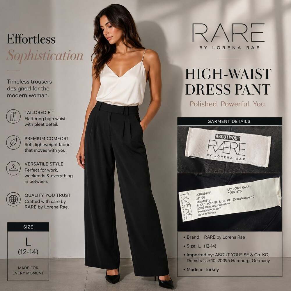 RAERE by Lorena Rae Women's Black High-Waist Pleated Wide-Leg Dress Pants